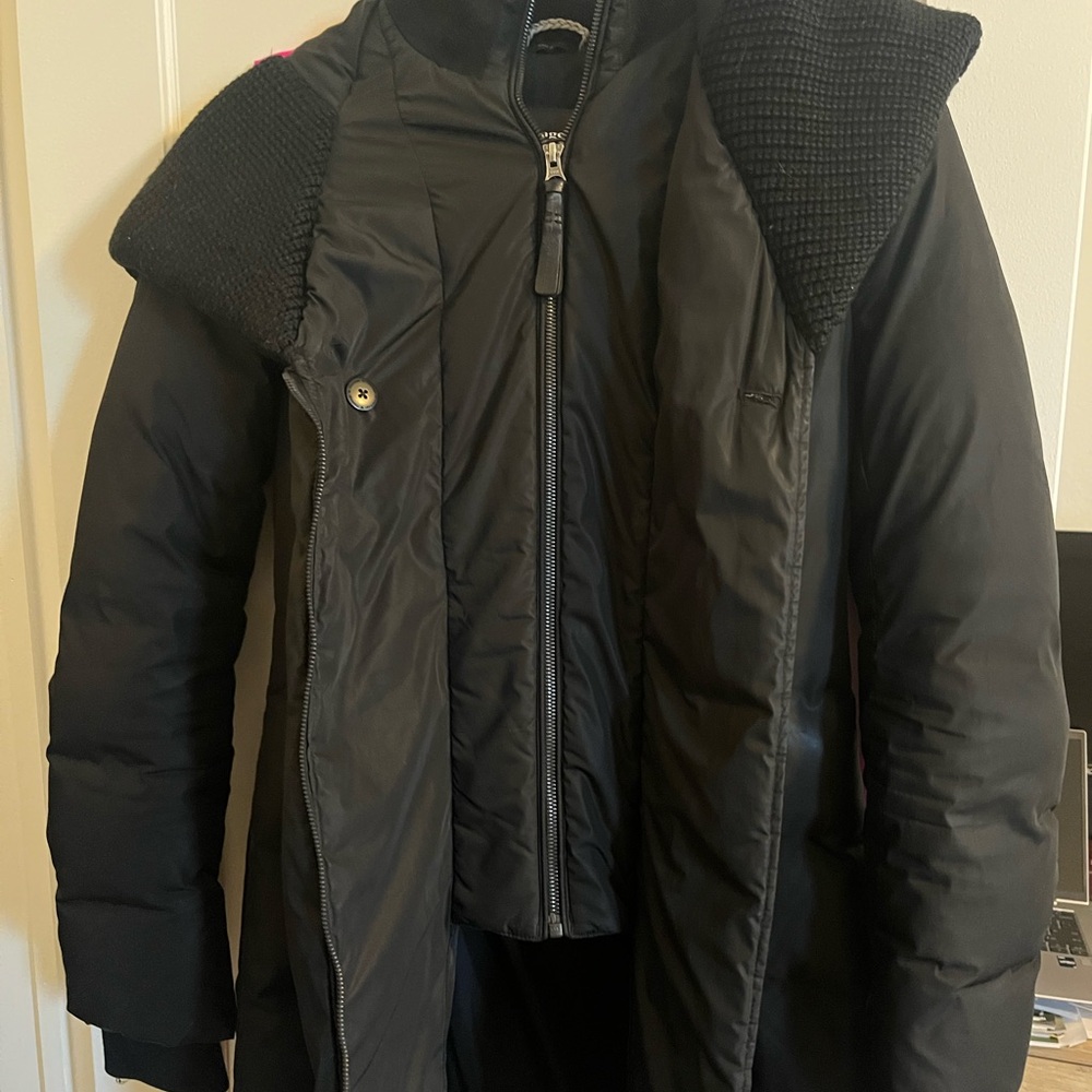 Mackage Brigid Knit Trim Black Down Coat size small